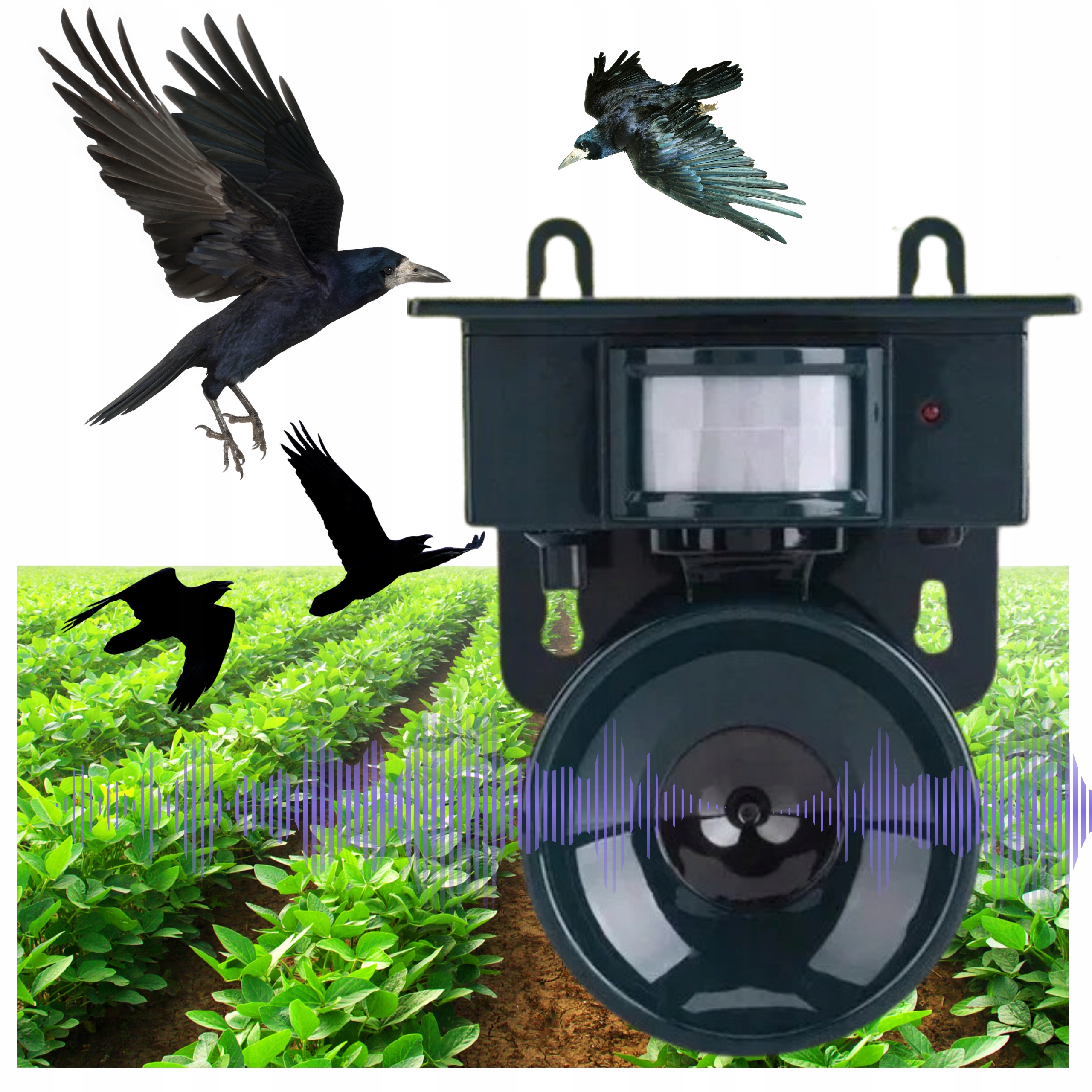 Solárny ultrazvukový odpudzovač zvierat 10 v 1 s PIR senzorom